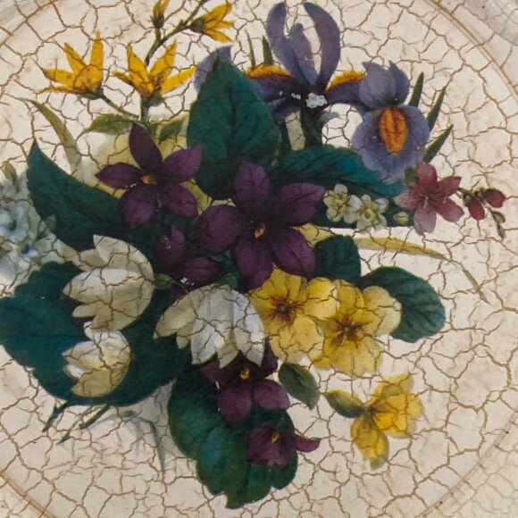 6 Piece BON JOUR Coasters Crackel Floral Design Stand Holder 6 Piece KOREN VTG - Picture 9 of 13